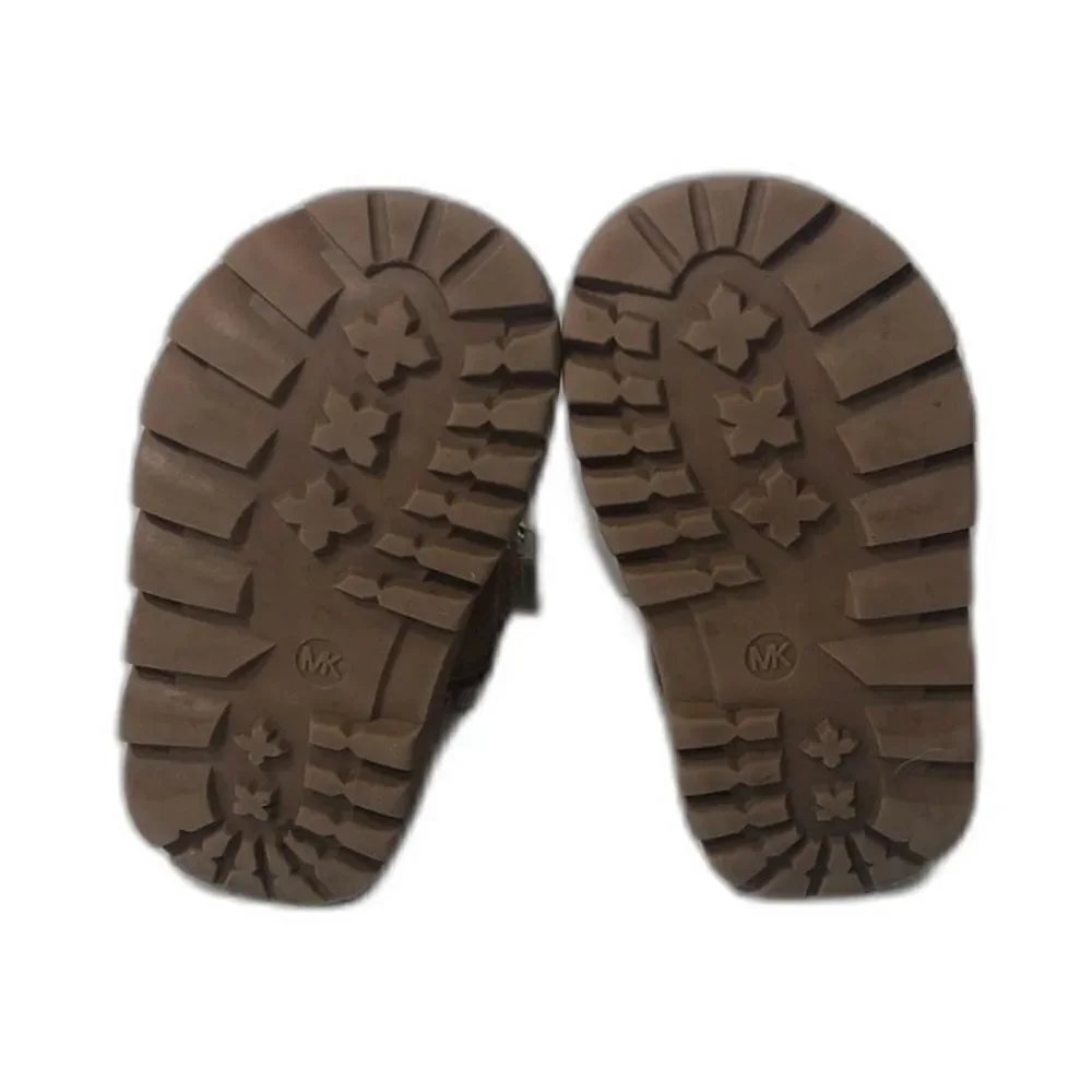 MICHAEL KORS Boots Toddler Size 7 Brown Gold MK Logo Pom Poms Payson